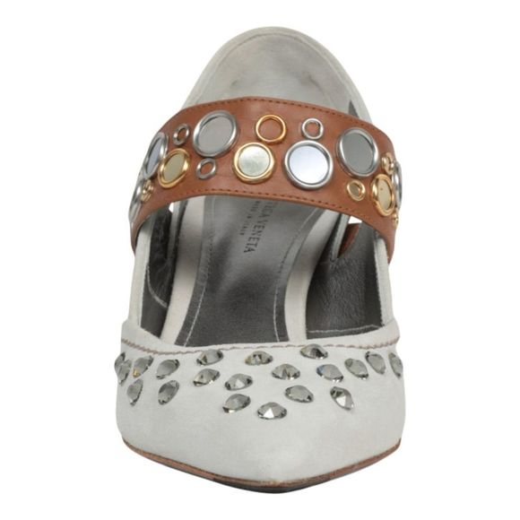 Bottega Shoes Bottega Crystal Suede Kitten Heel Pumps